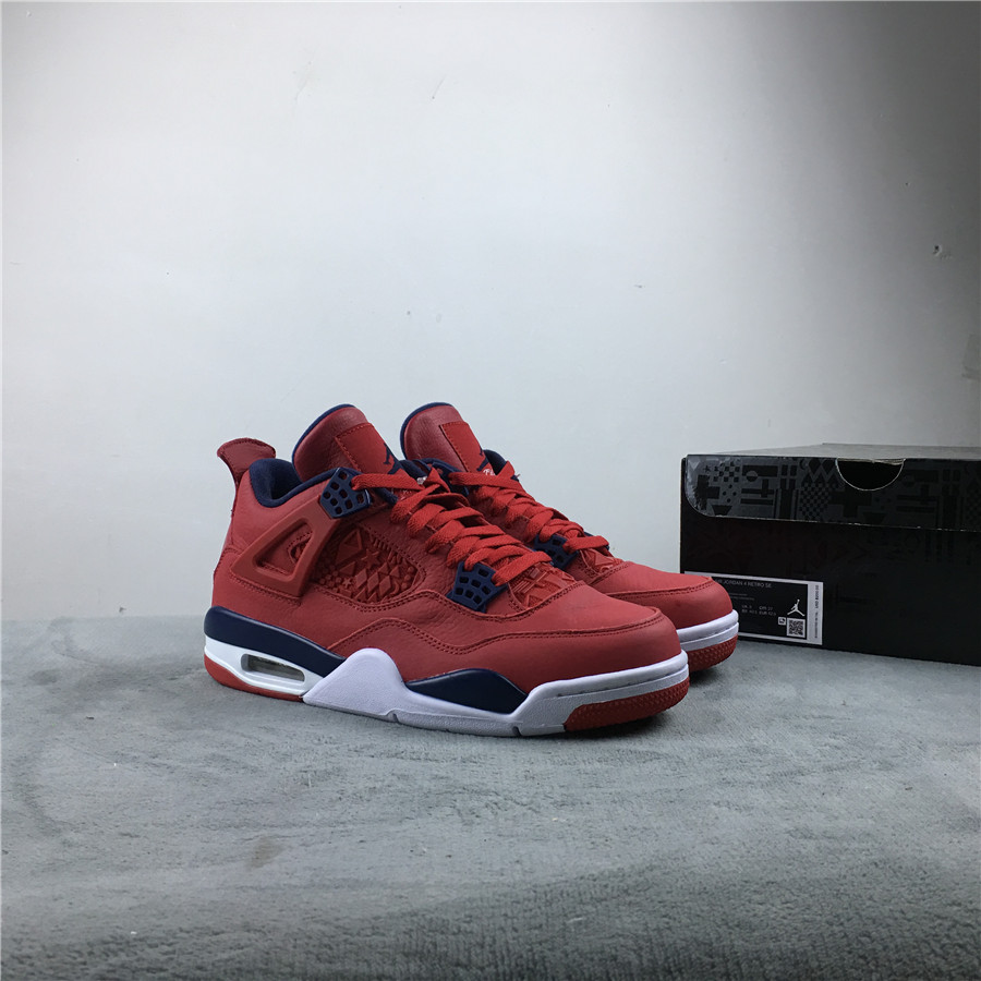 2019 Air Jordan 4 SE FIBA Red Black White Shoes - Click Image to Close